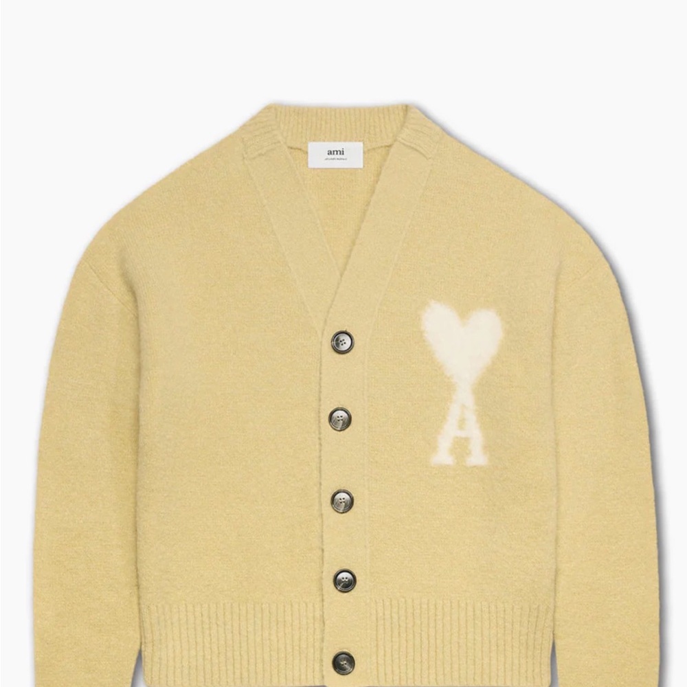 Ami Men's Tan Cardigan Sweater